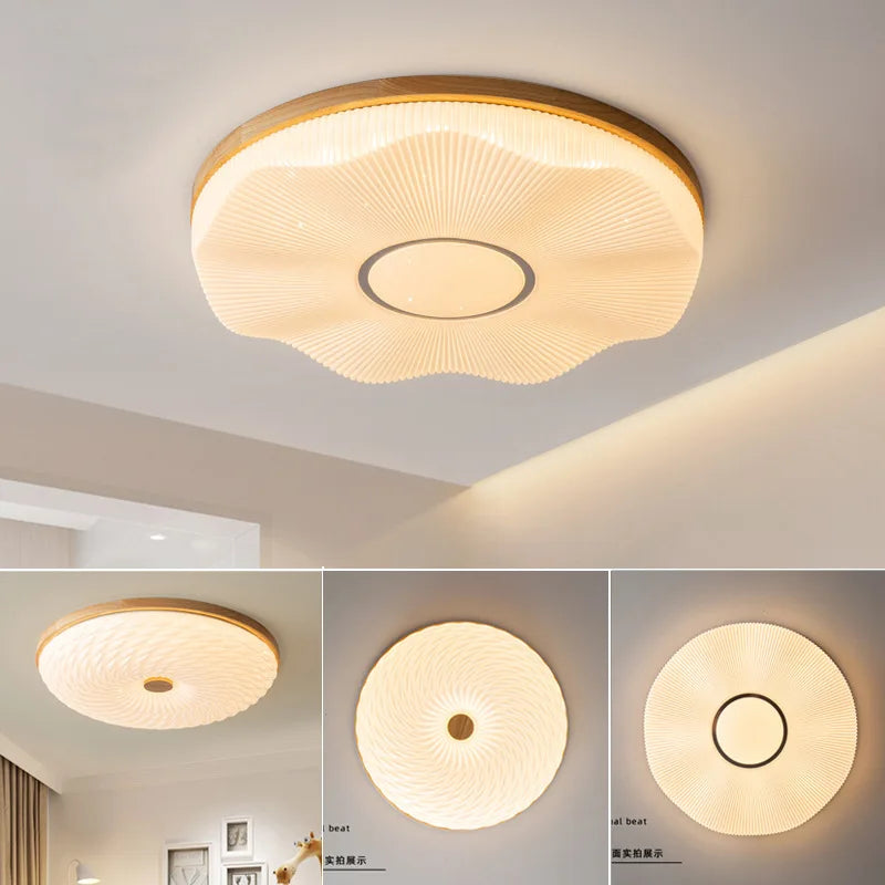 Creative Nordic wooden recessed LED ceiling light - vue 6 sur 10