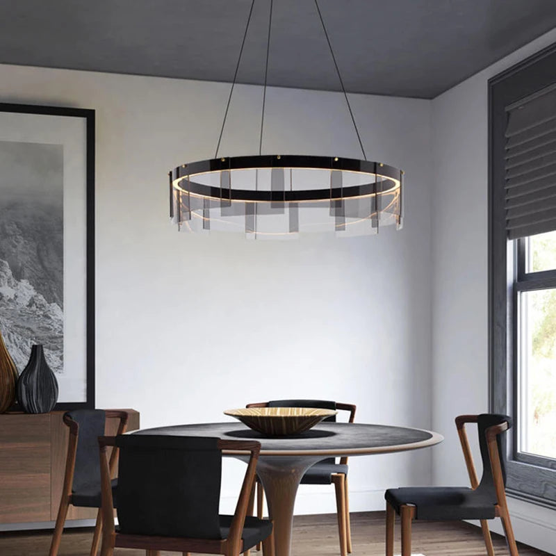 Modern glass LED chandelier for interior decoration - vue 5 sur 9