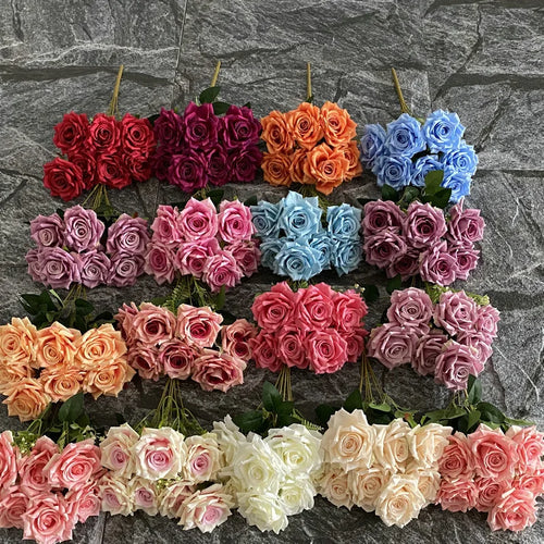 Artificial silk rose for decoration and wedding photography - vue 2 sur 22