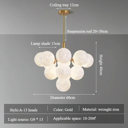 Modern Moon Bubble Pendant, Living Room Dining Room Home Decoration Lighting, LED Pendant - vue 10 sur 10