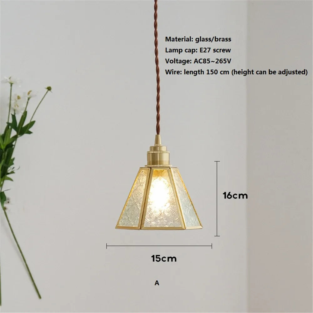 Nordic vintage copper and glass decorative pendant light