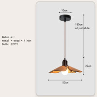 Southeast Asian style linen wood pendant light with adjustable cord