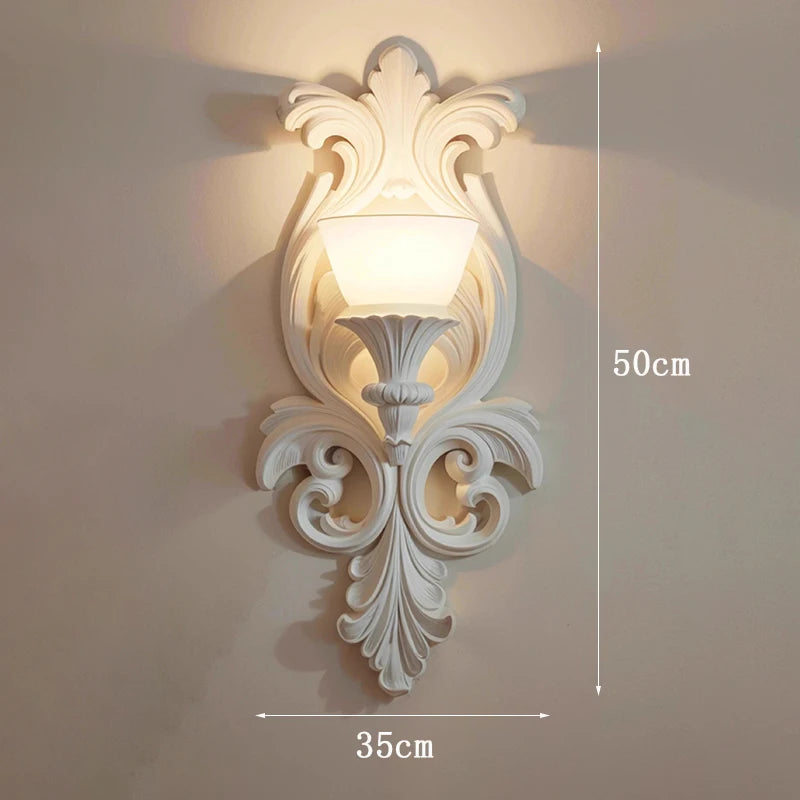 French retro carved decorative wall lamp in Nordic luxury style - vue 6 sur 7