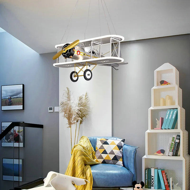 Creative helicopter airplane chandelier for modern children's room - vue 5 sur 9