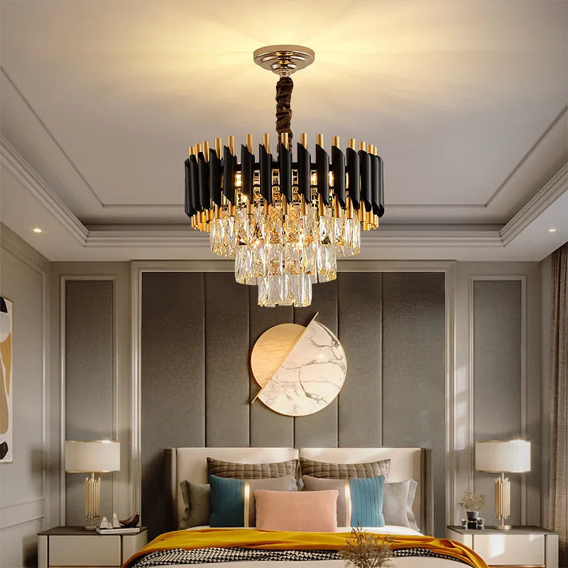 Modern crystal LED chandelier ideal for luxury interior decor
