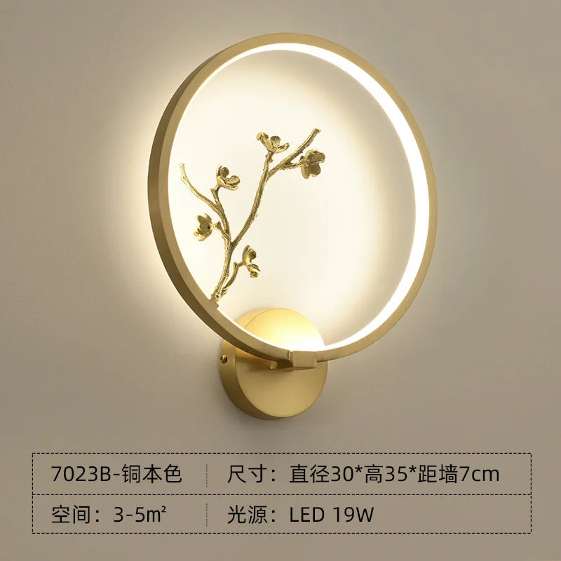 Traditional Chinese copper LED wall light for indoor decoration