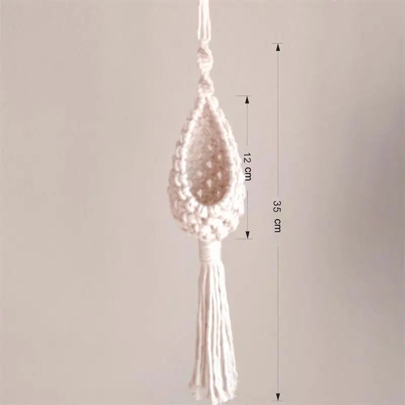 macrame wall hanger for air plants bohemian style - vue 5 sur 10