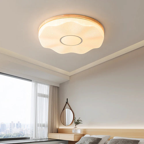 Creative Nordic wooden recessed LED ceiling light - vue 5 sur 10