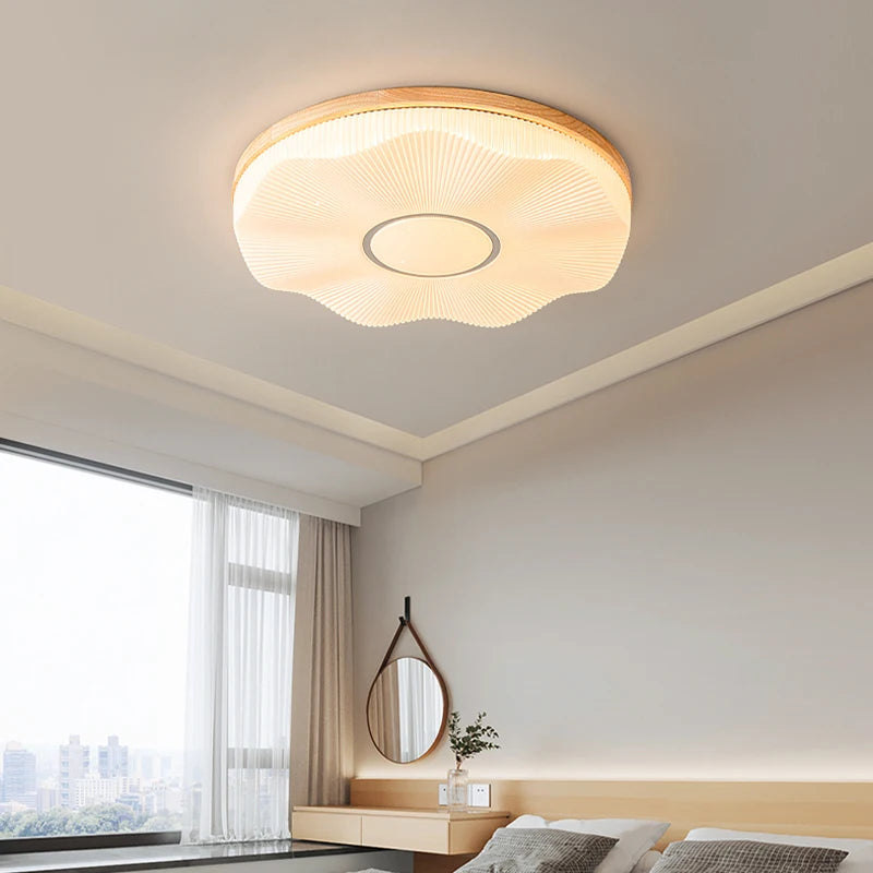 Creative Nordic wooden recessed LED ceiling light - vue 5 sur 10