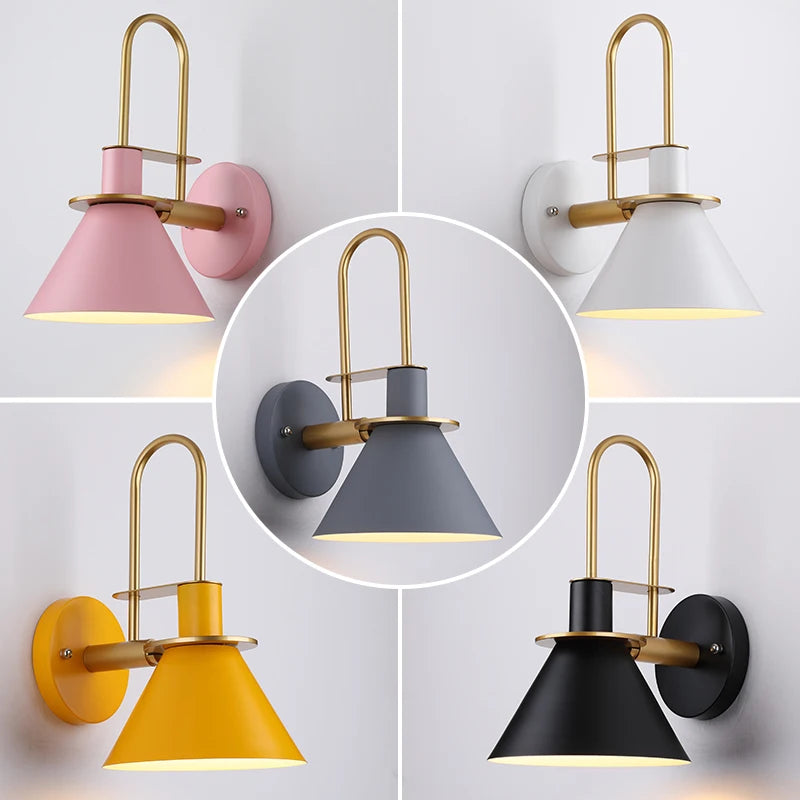 Decorative macaron horn wall light for indoor bar, restaurant, living room, bedroom, hallway or bedside