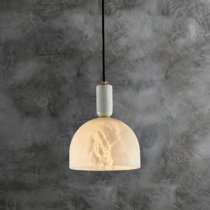 Alabaster pendant light with copper base for elegant interiors