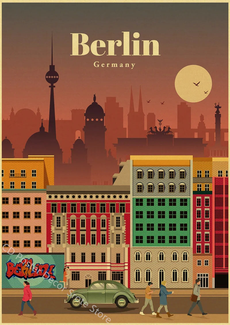 affiche vintage des villes du monde art mural décoratif