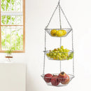 3-tier hanging fruit basket with adjustable hook