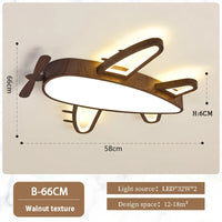 Wood and metal airplane ceiling light for children's room