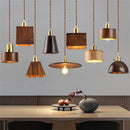 Nordic modern LED pendant light in brass and wood, loft kitchen island hanging lamp, home decor lighting, designer suspension