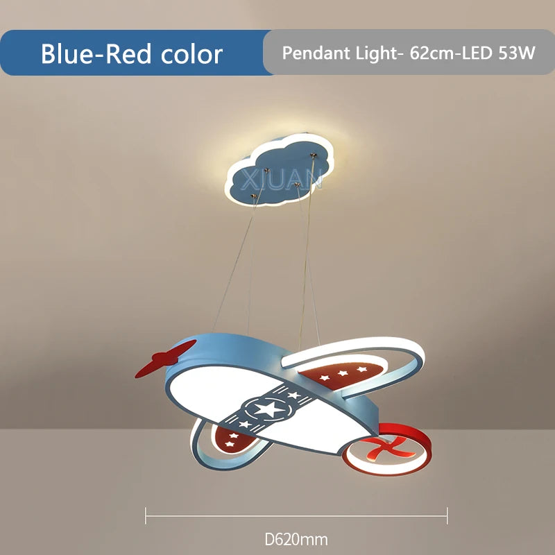 Modern airplane chandelier for children with remote-controlled lighting