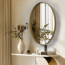 Oval Gold Bathroom Mirror, Gold Framed Mirror for Wall, Metal Frame Gold Circle Mirror Decorative