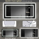 rectangular backlit mirrors with dimmable brightness and touch switch