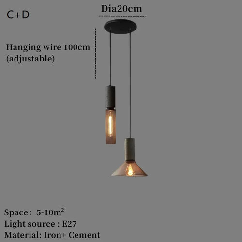 Concrete and iron pendant light - vue 17 sur 29