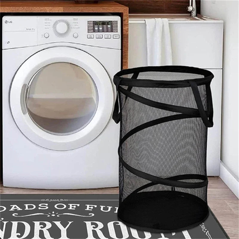 Foldable laundry basket with practical double handle for clothes