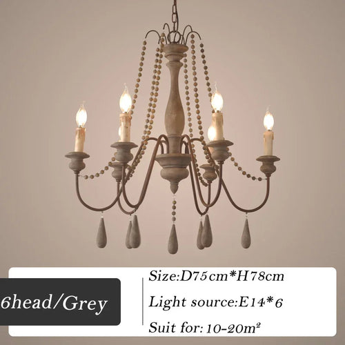 Retro wood chandelier for elegant interior decor - vue 9 sur 16