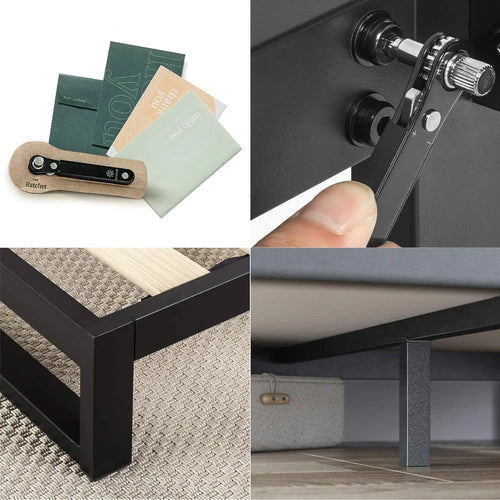 Metal platform ceiling light with wooden frame - vue 5 sur 6