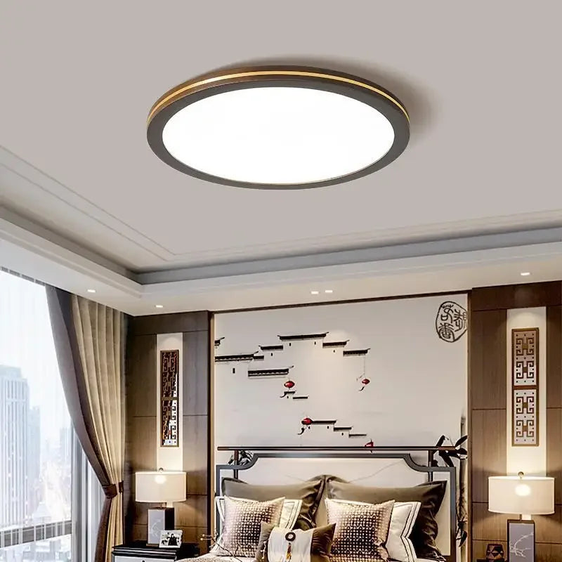 Ultra-slim ceiling light with gold line - vue 3 sur 5