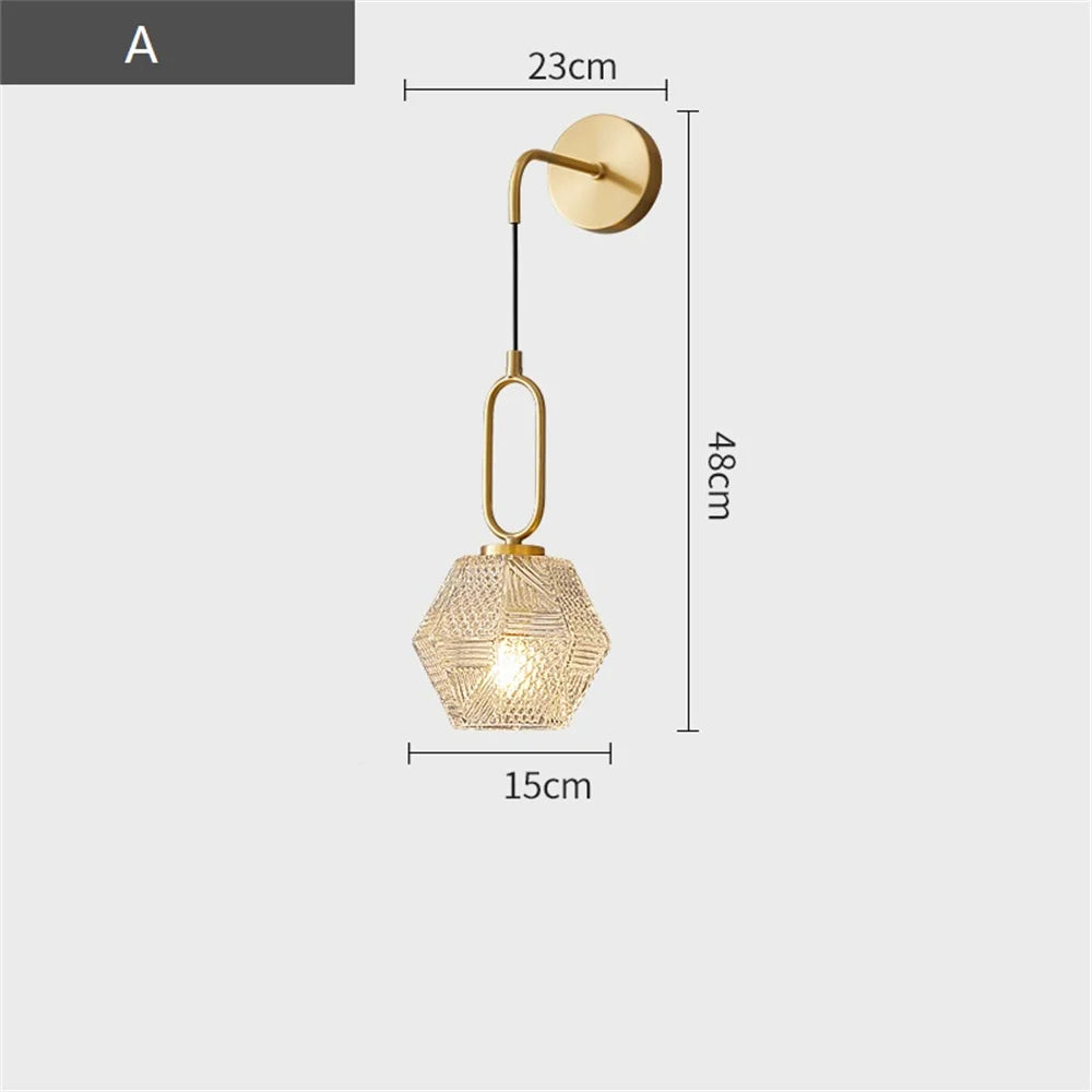applique murale moderne en cuivre et verre à led décorative - vue 3 sur 12
