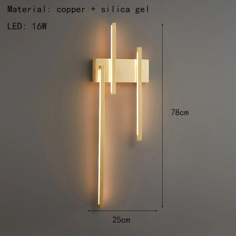 Modern minimalist brass LED wall light - vue 10 sur 10