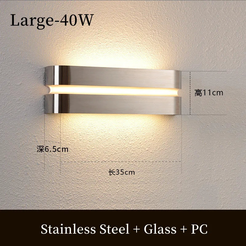Modern waterproof stainless steel outdoor LED wall light - vue 9 sur 9