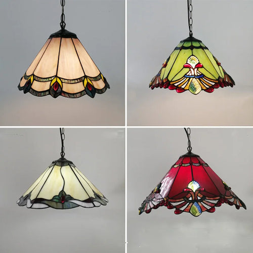 Tiffany stained glass chandelier Mediterranean style for elegant interiors - vue 2 sur 22