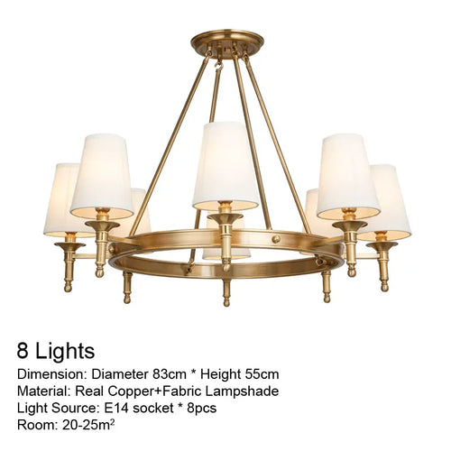 Full copper round chandelier for bedroom - vue 12 sur 12