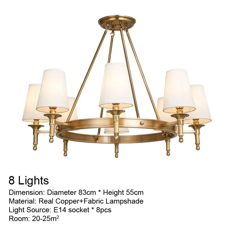 Full copper round chandelier for bedroom - vue 12 sur 12