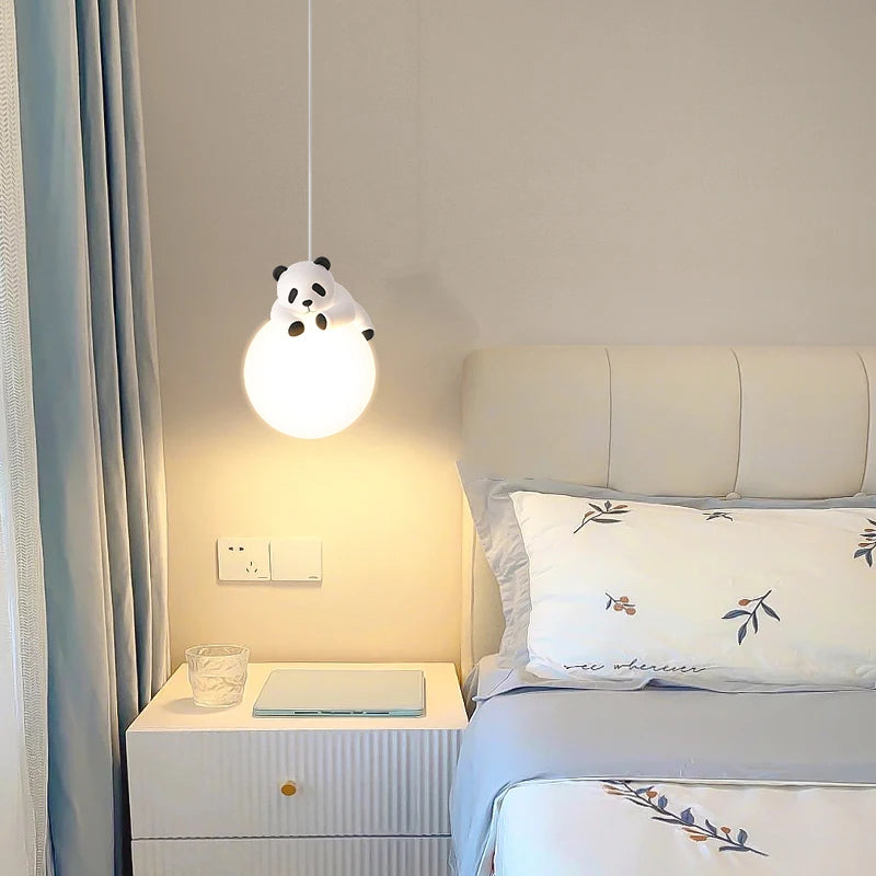 Panda resin pendant light for children's room - vue 4 sur 7