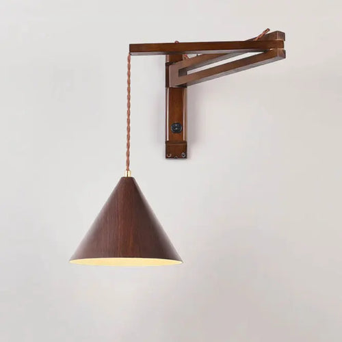 Artistic Japanese Nordic style retractable folding wooden wall light - vue 9 sur 8