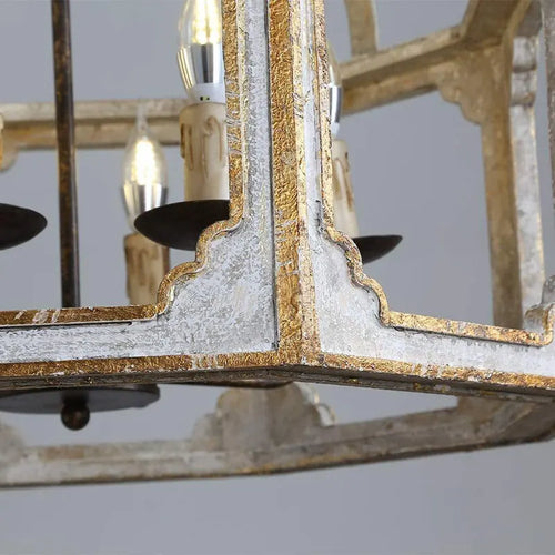 American retro solid wood chandelier for vintage villa - vue 5 sur 7