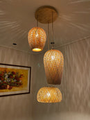 Handmade Chinese style bamboo chandelier with vintage pastoral weaving