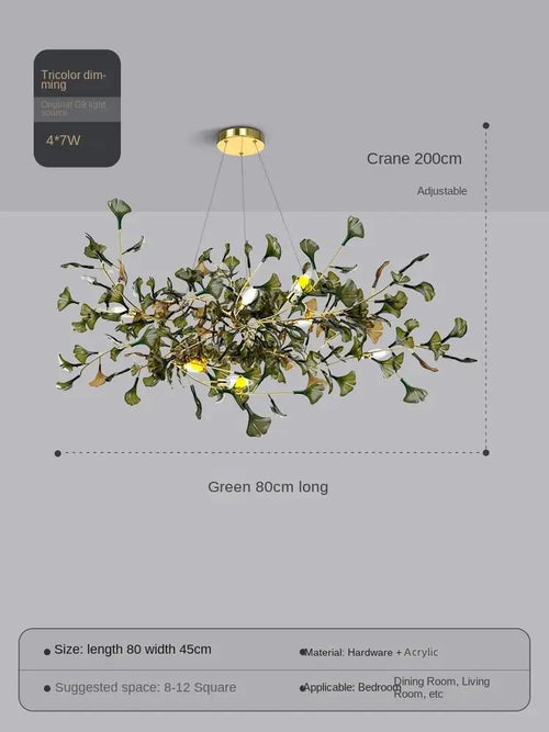 Custom glass ginkgo modern pendant light for elegant lighting - vue 8 sur 16