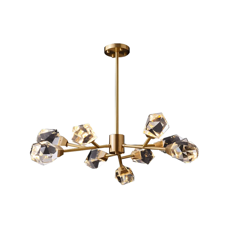 lampe lustre led laiton cristal or décor maison - vue 6 sur 18
