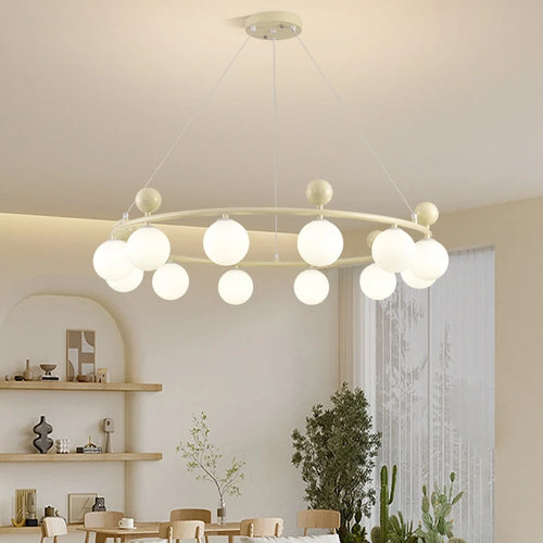 Glass and metal chandelier dynamic lighting style - vue 3 sur 15