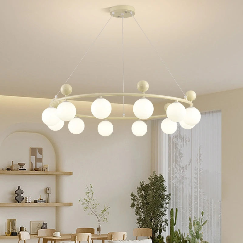 Glass and metal chandelier dynamic lighting style