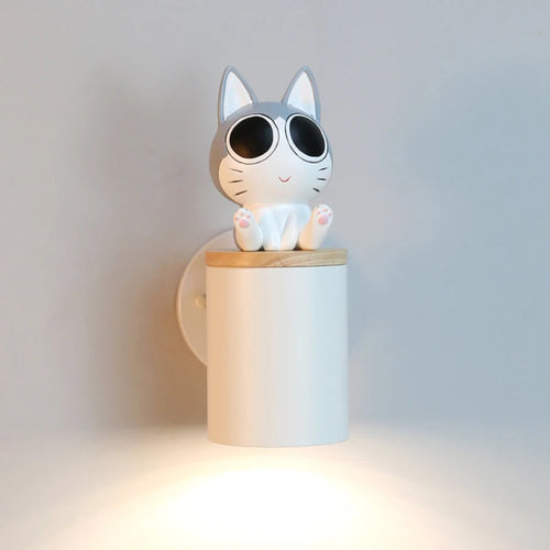 Cute cat wall light with big eyes for children - vue 3 sur 12