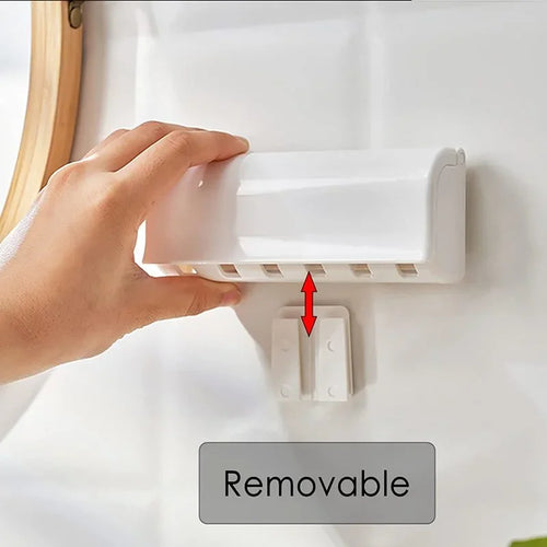 wall-mounted toothbrush and toothpaste holder without drilling - vue 5 sur 8