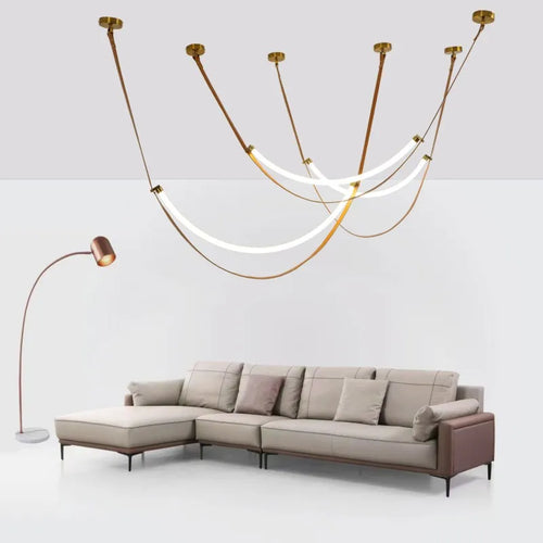 Modern leather belt with LED pendant for decorative lighting - vue 4 sur 14