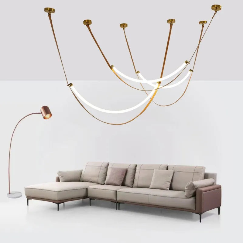 Modern leather belt with LED pendant for decorative lighting - vue 4 sur 14