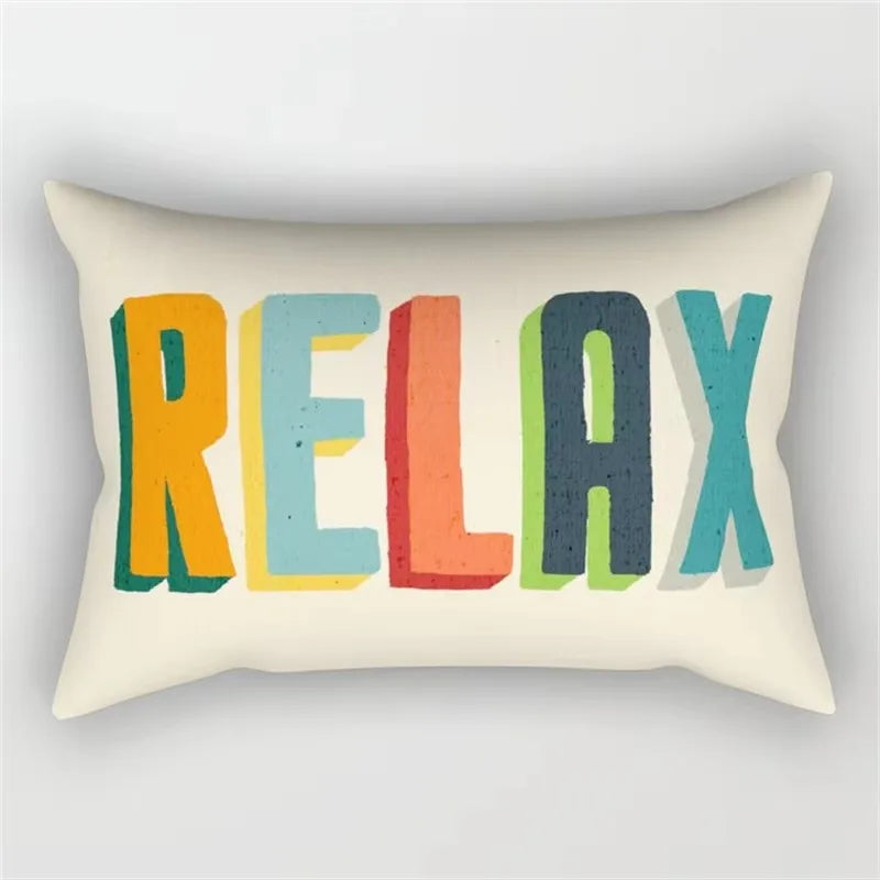 Geometric rainbow cushion cover with floral pattern