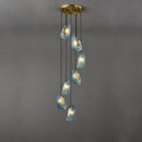 Art deco copper and blue chandelier for elegant interiors