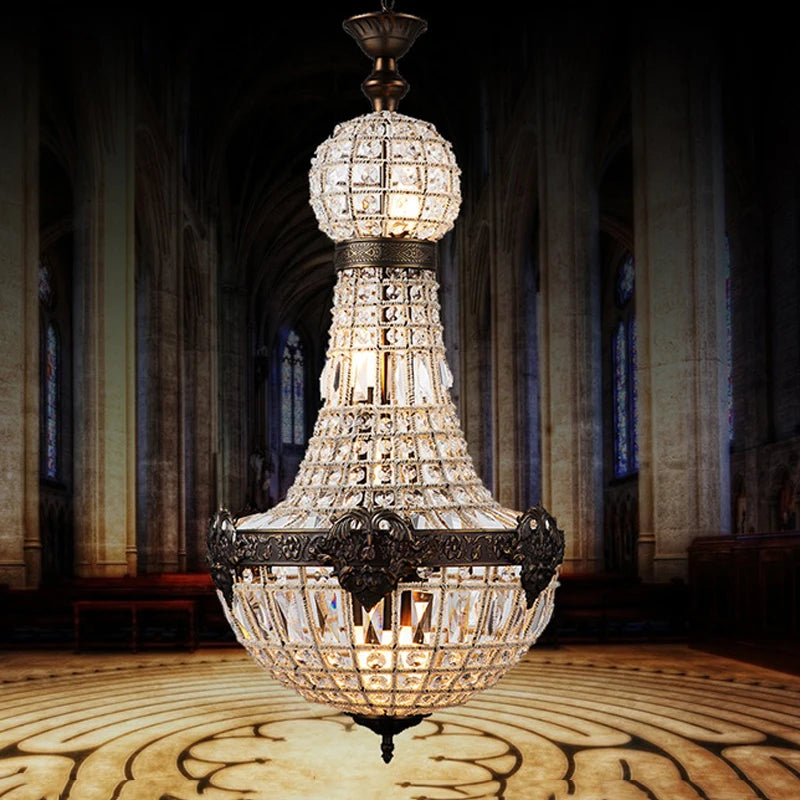 European crystal chandelier 6 lights for elegant interiors - vue 3 sur 7