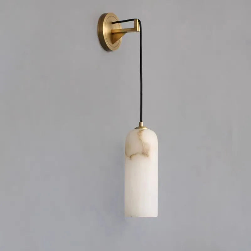 Minimalist natural marble wall light with adjustable cord