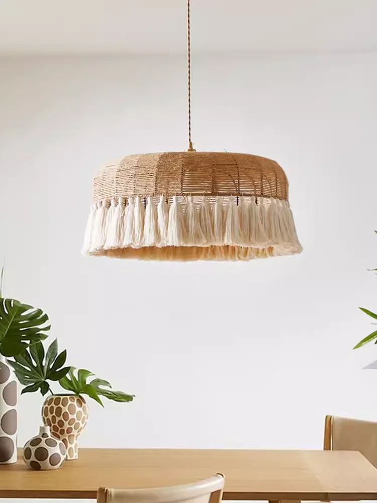 Hemp rope LED chandelier for indoor decoration - vue 3 sur 9